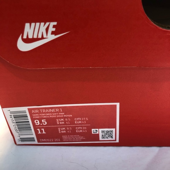 Nike Air Trainer 1 Dark Pony /Med Soft Pink Women’s Size 11 Men 9.5 New - Picture 12 of 13